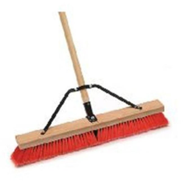 Laitner Brush Laitner Brush LAI1426 Indoor & Outdoor Push Broom - 24 in. Wide Block with 3 in. Semi-Stiff Inner Synthetic Bristles; 60 in. Handle LAI1426